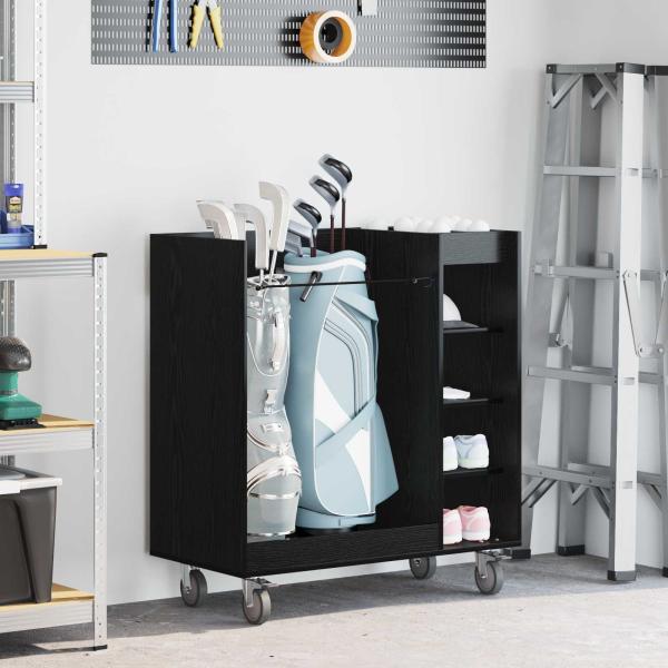ARDEBO.de - Golf Schrank Mit Rad Uni Schwarz Eichen-Optik 65 x 45 x 98 cm