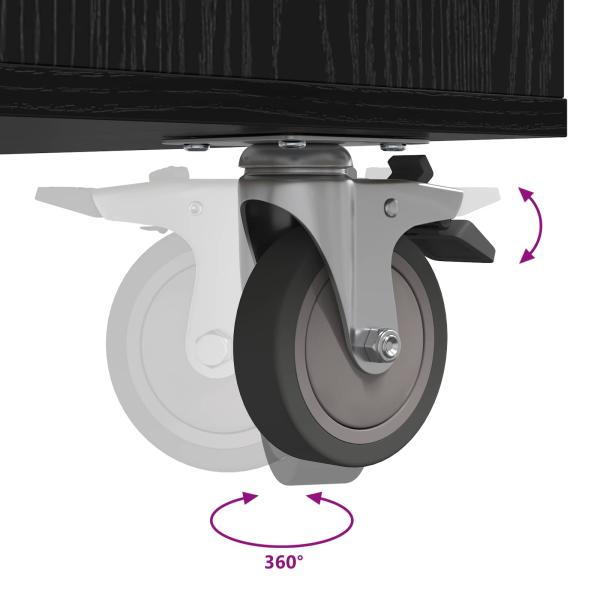 Golf Schrank Mit Rad Uni Schwarz Eichen-Optik 65 x 45 x 98 cm