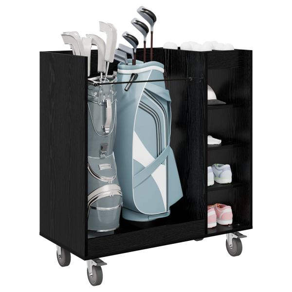 Golf Schrank Mit Rad Uni Schwarz Eichen-Optik 65 x 45 x 98 cm