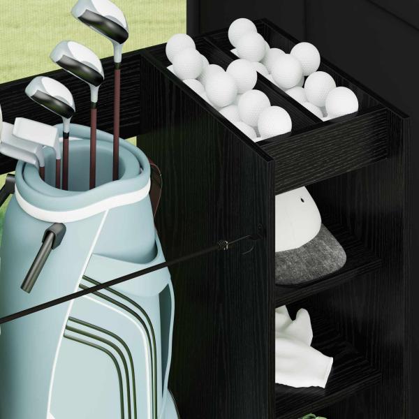 Golf Schrank Mit Rad Uni Schwarz Eichen-Optik 65 x 45 x 98 cm