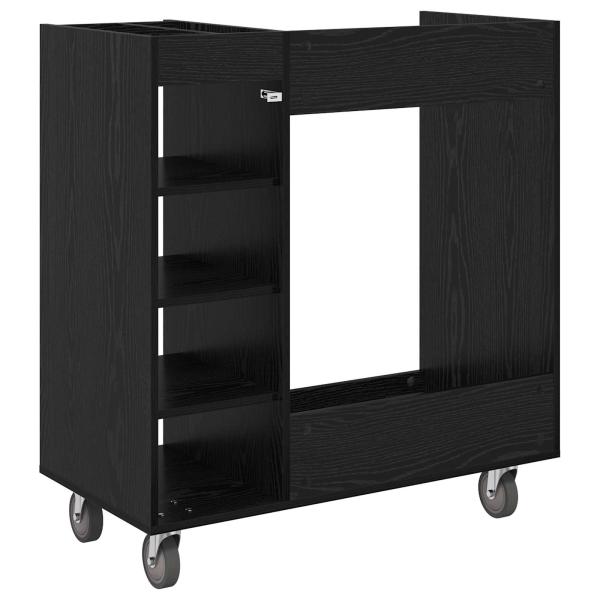 Golf Schrank Mit Rad Uni Schwarz Eichen-Optik 65 x 45 x 98 cm