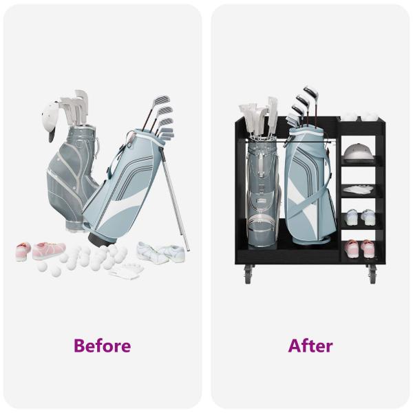 Golf Schrank Mit Rad Uni Schwarz Eichen-Optik 65 x 45 x 98 cm