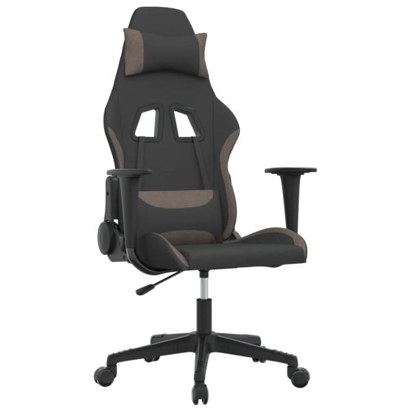 Gaming-Stuhl mit Massagefunktion Schwarz und Taupe Stoff