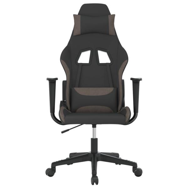 Gaming-Stuhl mit Massagefunktion Schwarz und Taupe Stoff