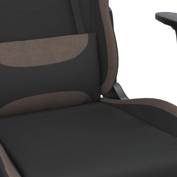 Gaming-Stuhl mit Massagefunktion Schwarz und Taupe Stoff