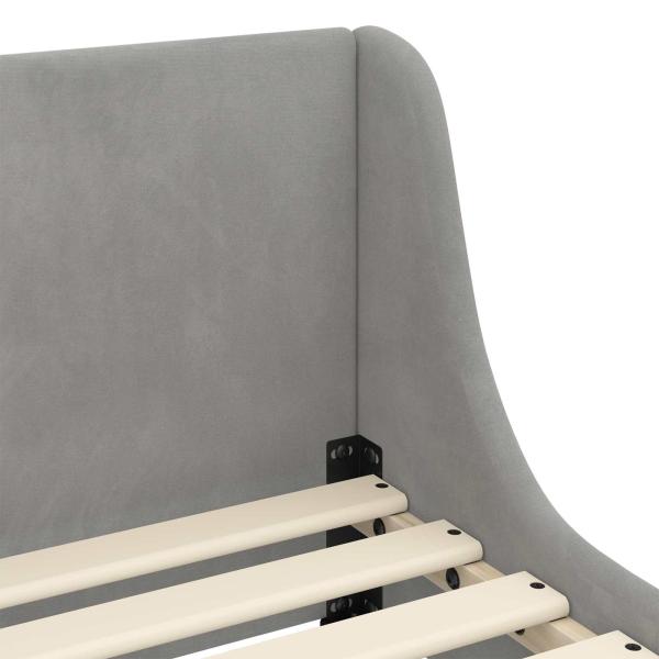 Kinderbettgestell mit Kopfteil Hellgrau 70 x 140 cm Samt