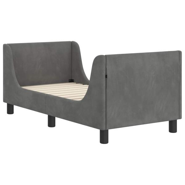 Kinderbettgestell mit Kopfteil Dunkelgrau 70 x 140 cm Samt