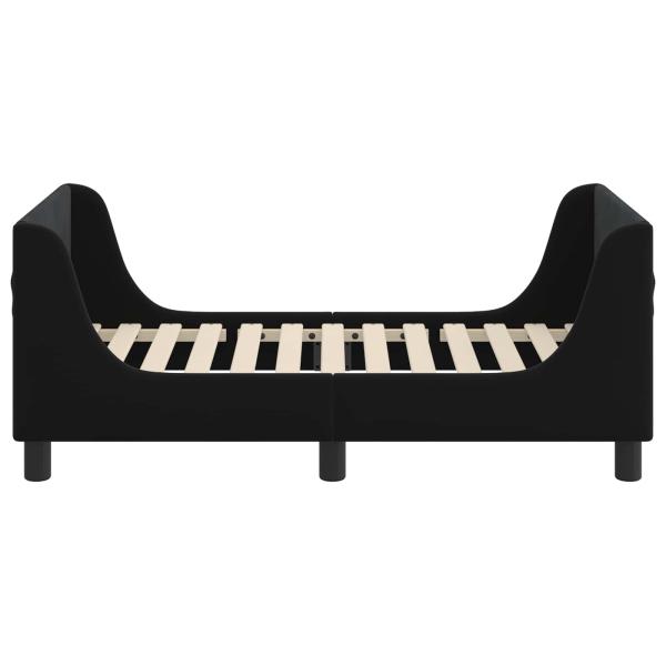 Kinderbettgestell mit Kopfteil Schwarz 70 x 140 cm Samt