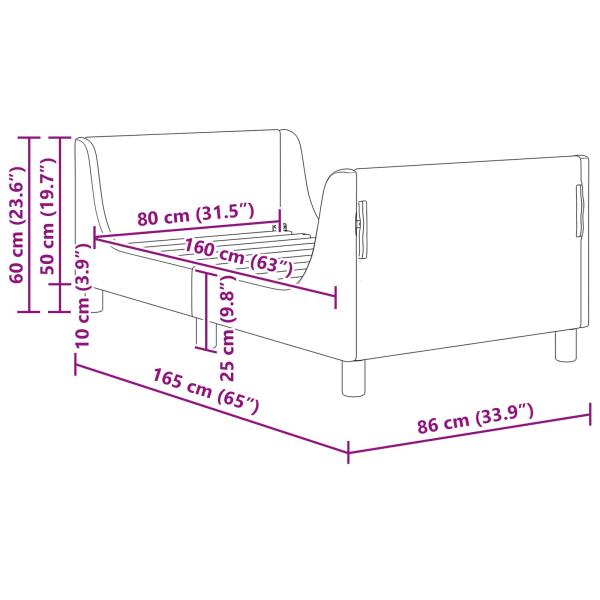 Kinderbettgestell mit Kopfteil Creme 80 x 160 cm Schafstoff