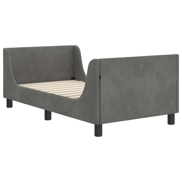 Kinderbettgestell mit Kopfteil Dunkelgrau 80 x 160 cm Samt