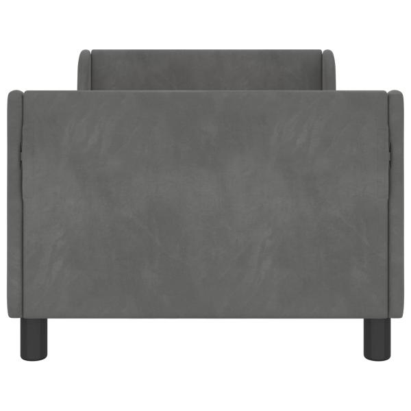 Kinderbettgestell mit Kopfteil Dunkelgrau 80 x 160 cm Samt