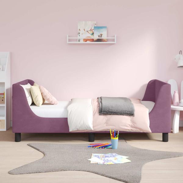 Kinderbettgestell mit Kopfteil Lila 80 x 160 cm Samt