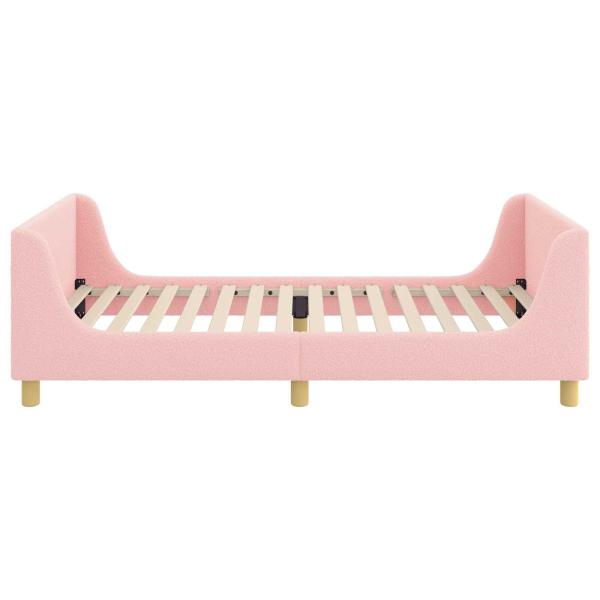 Kinderbettgestell mit Kopfteil Rosa 80 x 200 cm Bouclé