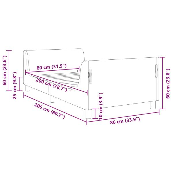 Kinderbettgestell mit Kopfteil Meergrün 80 x 200 cm Samt