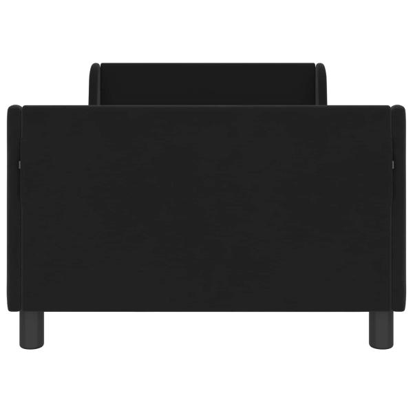 Kinderbettgestell mit Kopfteil Schwarz 90 x 190 cm Samt