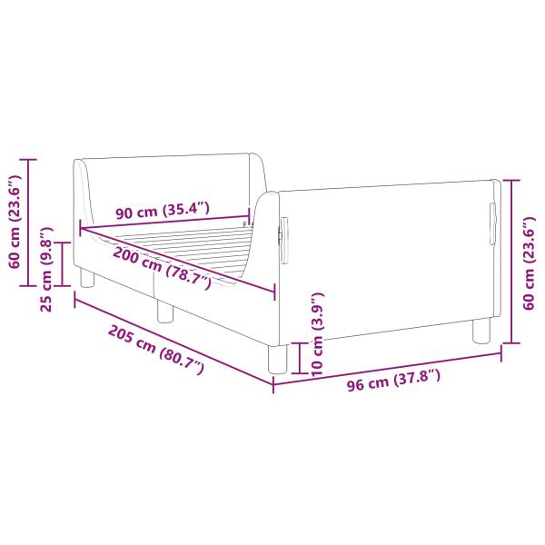 Kinderbettgestell mit Kopfteil Creme 90 x 200 cm Schafstoff