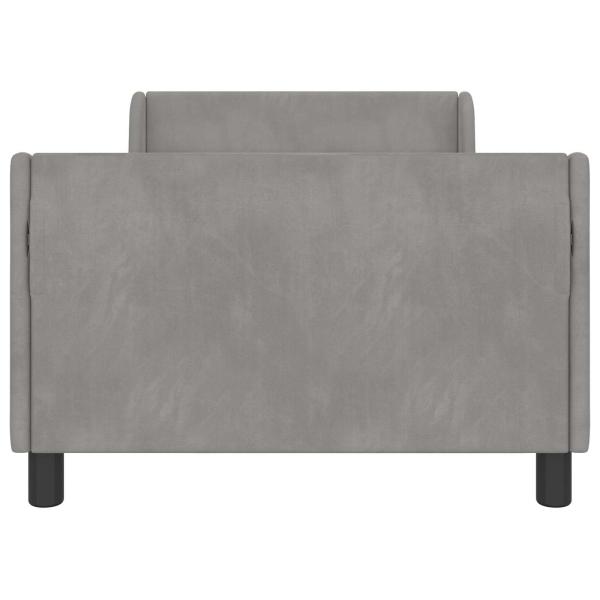 Kinderbettgestell mit Kopfteil Hellgrau 90 x 200 cm Samt