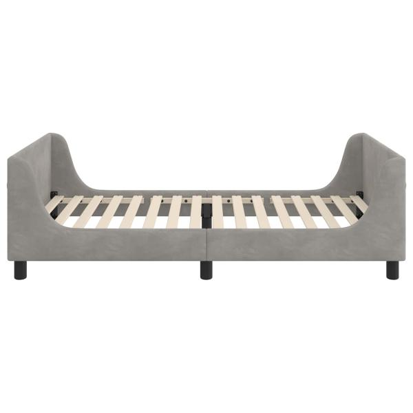 Kinderbettgestell mit Kopfteil Hellgrau 90 x 200 cm Samt