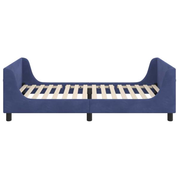 Kinderbettgestell mit Kopfteil Polizeiblau 90 x 200 cm Samt