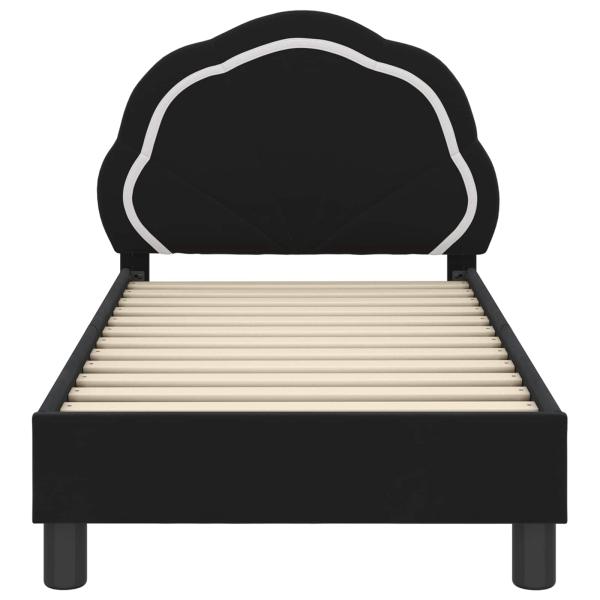 Kinderbettgestell mit Kopfteil Schwarz 70 x 140 cm Samt