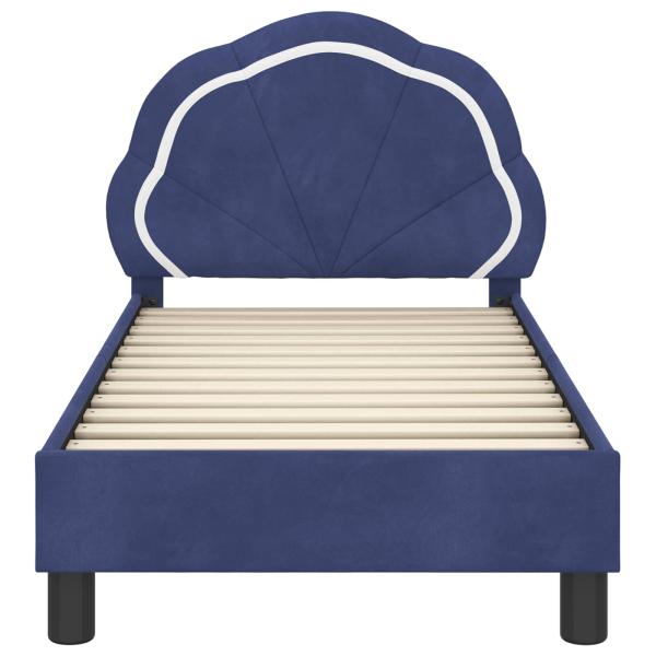 Kinderbettgestell mit Kopfteil Polizeiblau 70 x 140 cm Samt