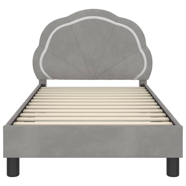 Kinderbettgestell mit Kopfteil Hellgrau 80 x 160 cm Samt
