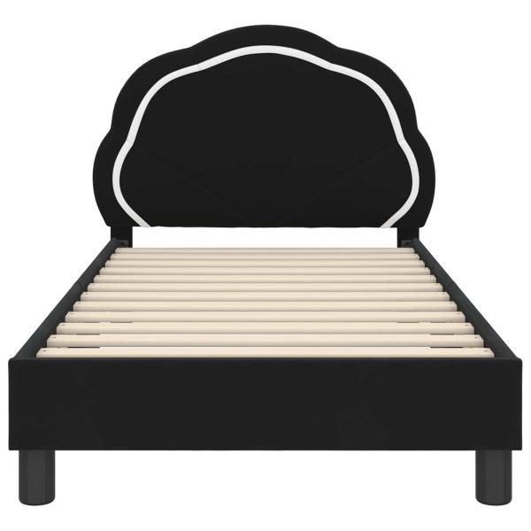 Kinderbettgestell mit Kopfteil Schwarz 80 x 160 cm Samt