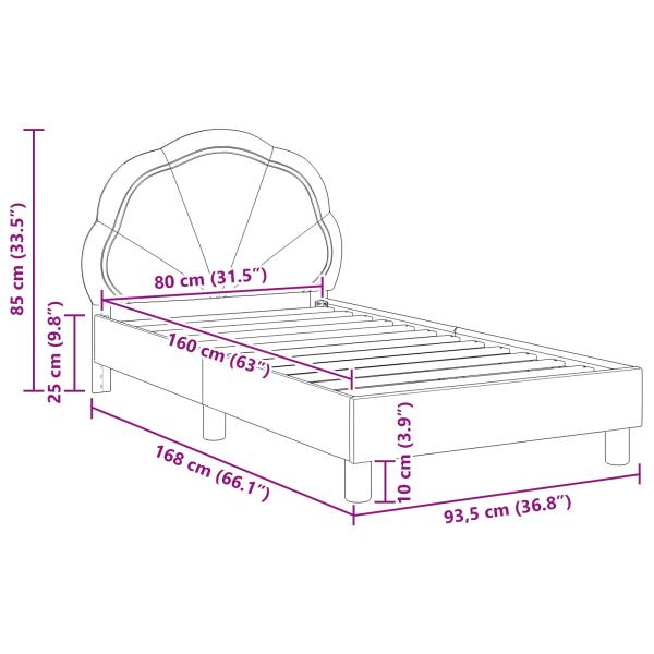 Kinderbettgestell mit Kopfteil Rosa 80 x 160 cm Samt
