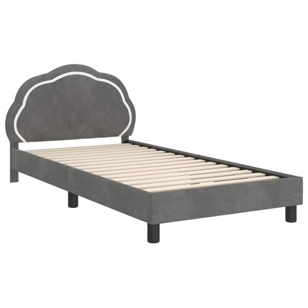 Kinderbettgestell mit Kopfteil Dunkelgrau 80 x 200 cm Samt