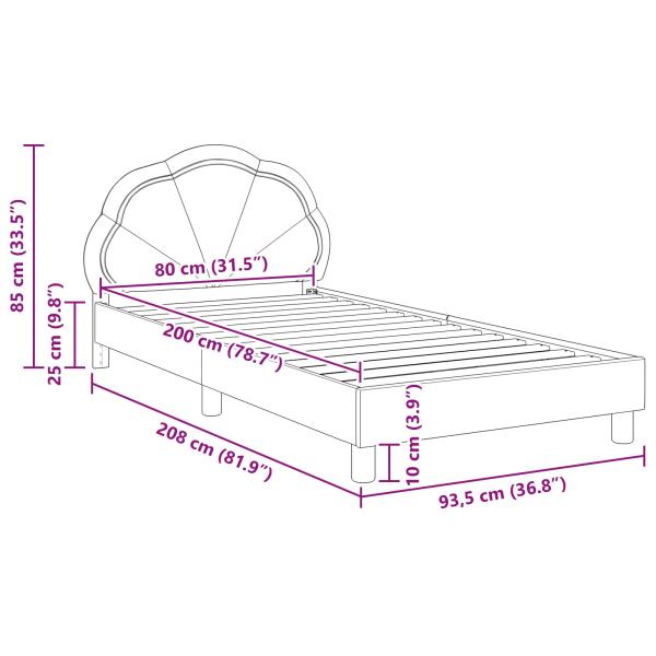 Kinderbettgestell mit Kopfteil Meergrün 80 x 200 cm Samt