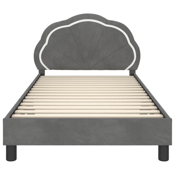 Kinderbettgestell mit Kopfteil Dunkelgrau 90 x 190 cm Samt