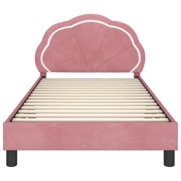 Kinderbettgestell mit Kopfteil Rosa 90 x 190 cm Samt
