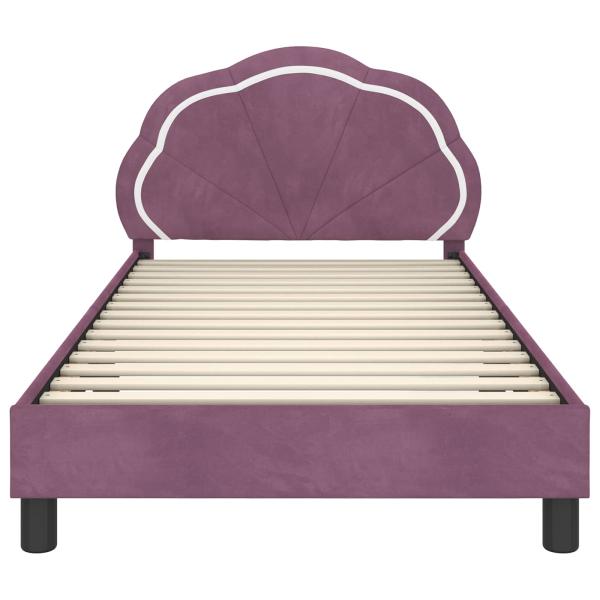 Kinderbettgestell mit Kopfteil Lila 90 x 190 cm Samt