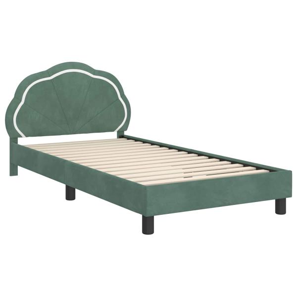 Kinderbettgestell mit Kopfteil Meergrün 90 x 190 cm Samt