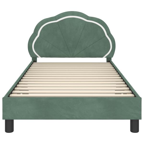 Kinderbettgestell mit Kopfteil Meergrün 90 x 190 cm Samt