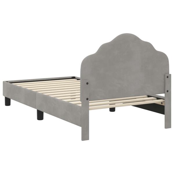 Kinderbettgestell mit Kopfteil Hellgrau 80 x 160 cm Samt