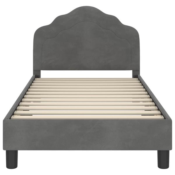 Kinderbettgestell mit Kopfteil Dunkelgrau 80 x 160 cm Samt