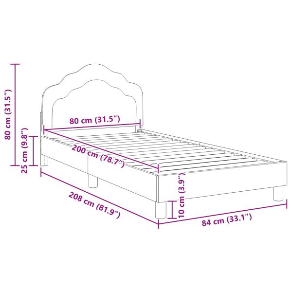 Kinderbettgestell mit Kopfteil Meergrün 80 x 200 cm Samt