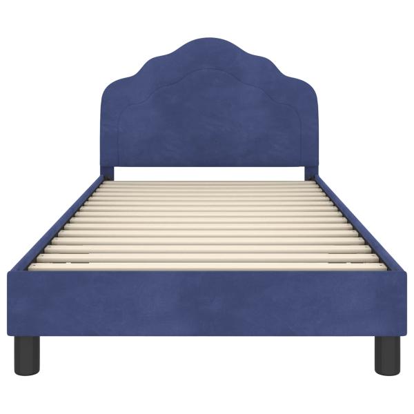 Kinderbettgestell mit Kopfteil Polizeiblau 90 x 190 cm Samt