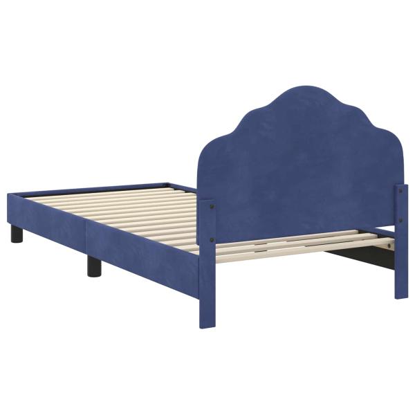 Kinderbettgestell mit Kopfteil Polizeiblau 90 x 190 cm Samt