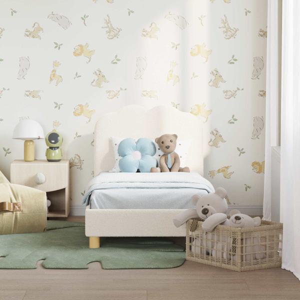 Kinderbettgestell mit Kopfteil Creme 70 x 140 cm Schafstoff