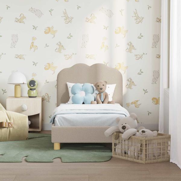 Kinderbettgestell mit Kopfteil Hellgrau 70 x 140 cm Schafstoff