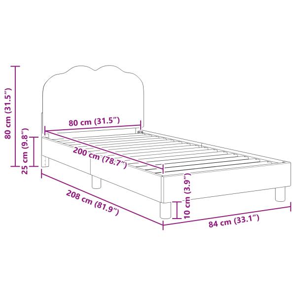 Kinderbettgestell mit Kopfteil Hellgrau 80 x 200 cm Schafstoff