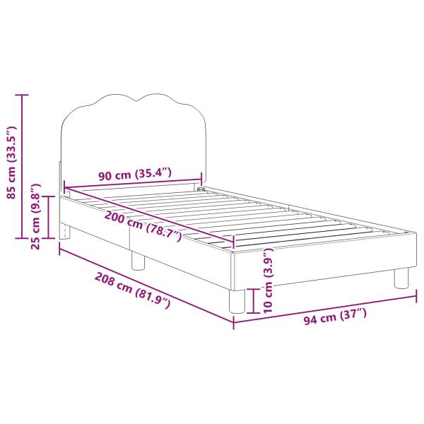 Kinderbettgestell mit Kopfteil Hellgrau 90 x 200 cm Schafstoff