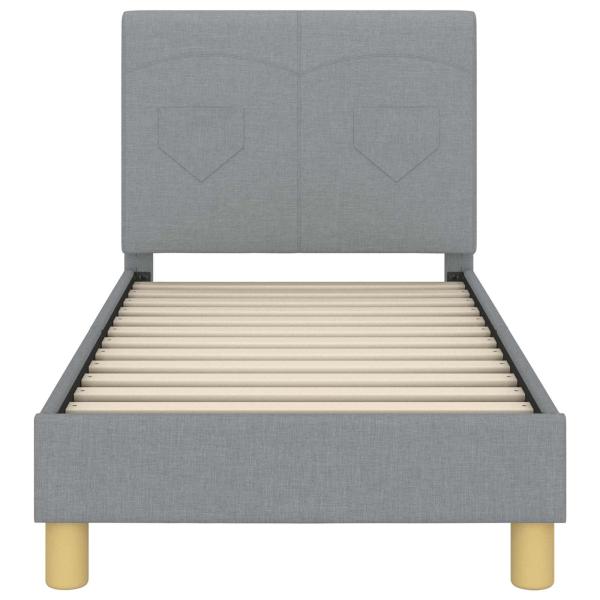 Kinderbettgestell mit Kopfteil Hellgrau 70 x 140 cm Stoff