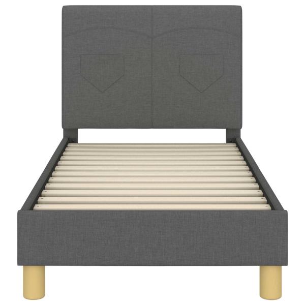 Kinderbettgestell mit Kopfteil Dunkelgrau 70 x 140 cm Stoff