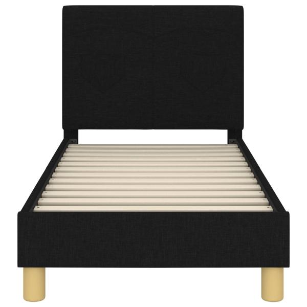 Kinderbettgestell mit Kopfteil Schwarz 70 x 140 cm Stoff