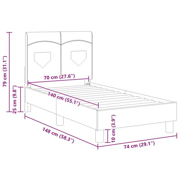 Kinderbettgestell mit Kopfteil Schwarz 70 x 140 cm Stoff