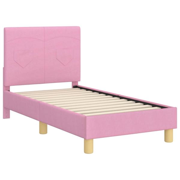 Kinderbettgestell mit Kopfteil Rosa 70 x 140 cm Stoff
