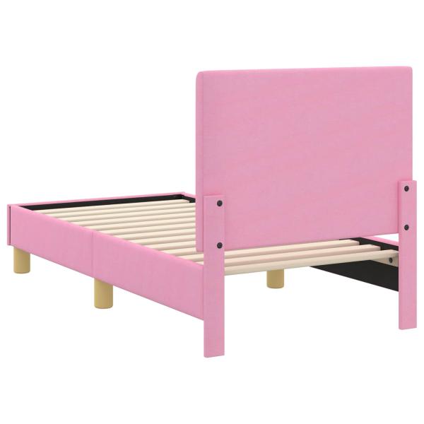 Kinderbettgestell mit Kopfteil Rosa 70 x 140 cm Stoff